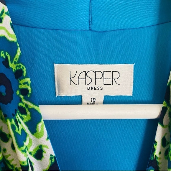 KASPER sleeveless column maxi dress in blue and green size 10 - Picture 1 of 12